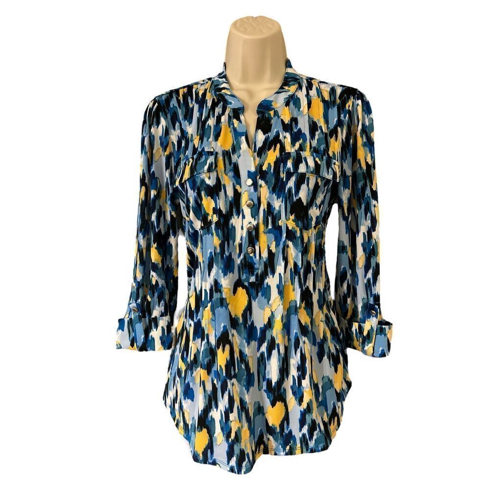 Ava & Grace women's Abstract blouse Tab Sleeves Size Small